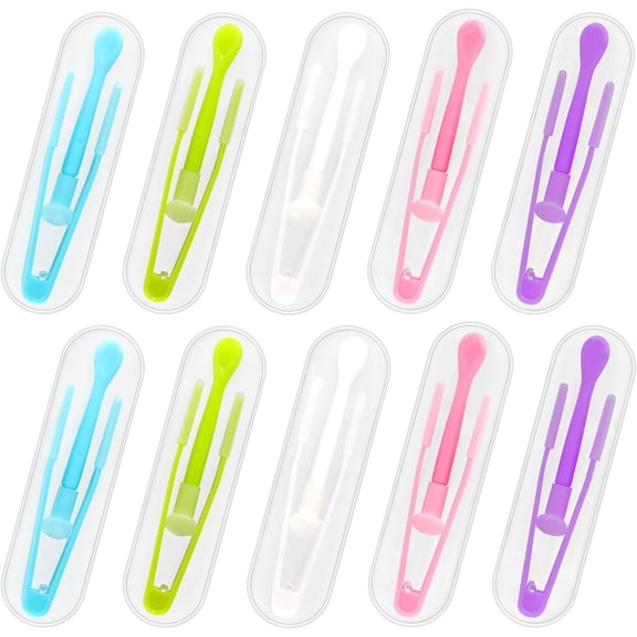 10 Pack Colorful Contact Lens Remover Tool Case Set Portable Tweezer Stick with Soft Tip Insert Set for Hard Soft Lenses