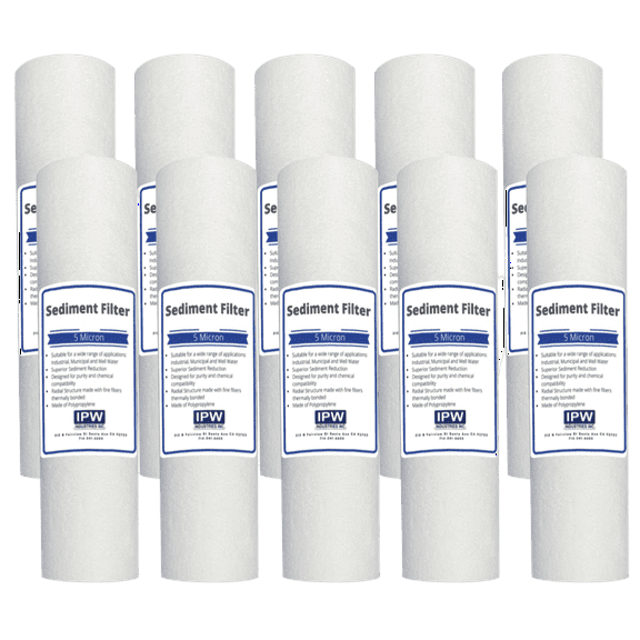 10-Pack Compatible for GE GXWH20S Polypropylene Sediment Filter - Universal 10-inch 5-Micron Cartridge for GE SINGLE SUMP WHOLE HOME FILTRATION SYSTEM by IPW Industries Inc.