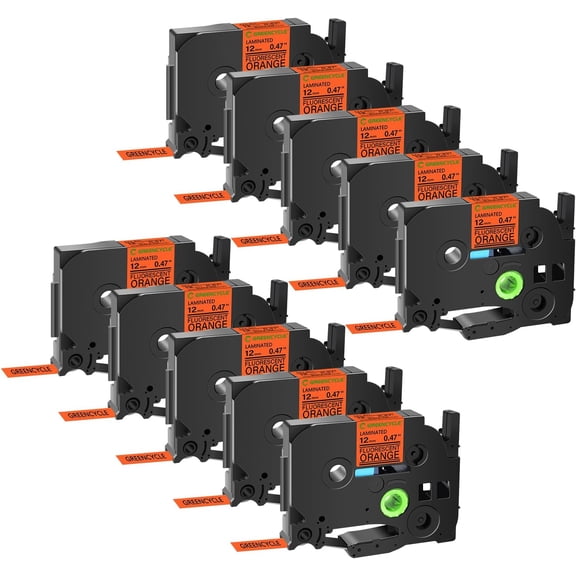 10 Pack Compatible for Ptouch Label Maker Tape TZe-B31 TZ-B31 Black on Fluorescent Orange TZe TZ 12mm 0.47'' Laminated Label Tape for PT-H110 PT-D610BT PT-D410