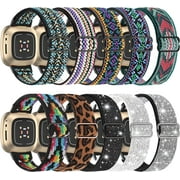 EVERACT 10 Pack Compatible with Sense Bands/Versa 3 /Versa 4 /Sense 2 for Women Men, Elastic Nylon Stretchy Breathable Strap Adjustable Replacement for Versa 3/Versa 4/ Sense /Sense 2