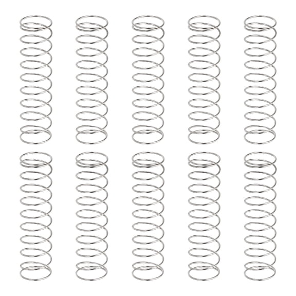 10 Pack Compression Springs, 0.5mm Wire Diameter x 9mm OD x 35mm Length 304 Stainless Steel Extension Spring Ballpoint Pen Pressure Springs for Shop Home Repairs, Silver