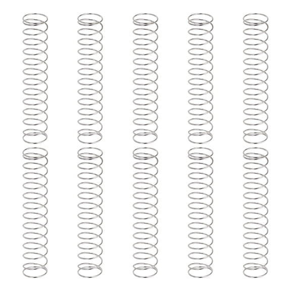 10 Pack Compression Springs, 0.5mm Wire Diameter x 9mm OD x 45mm Length 304 Stainless Steel Extension Spring Ballpoint Pen Pressure Springs for Shop Home Repairs, Silver