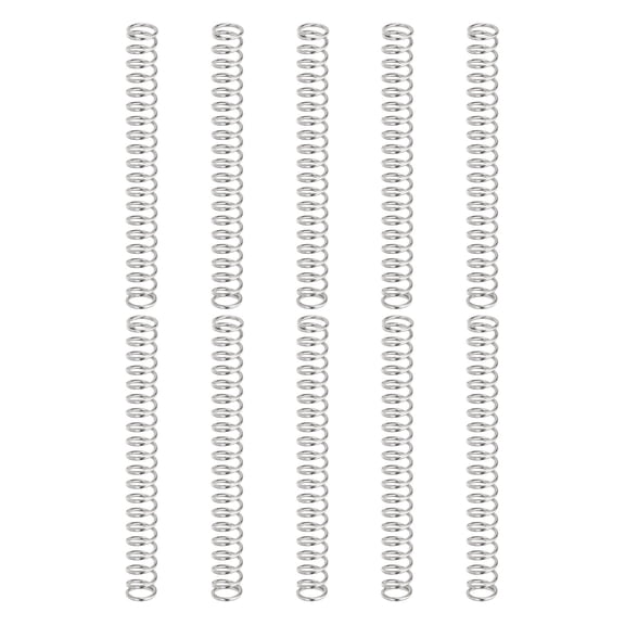 10 Pack Compression Springs, 0.6mm Wire Diameter x 5mm OD x 45mm Length 304 Stainless Steel Extension Spring Ballpoint Pen Pressure Springs for Shop Home Repairs, Silver