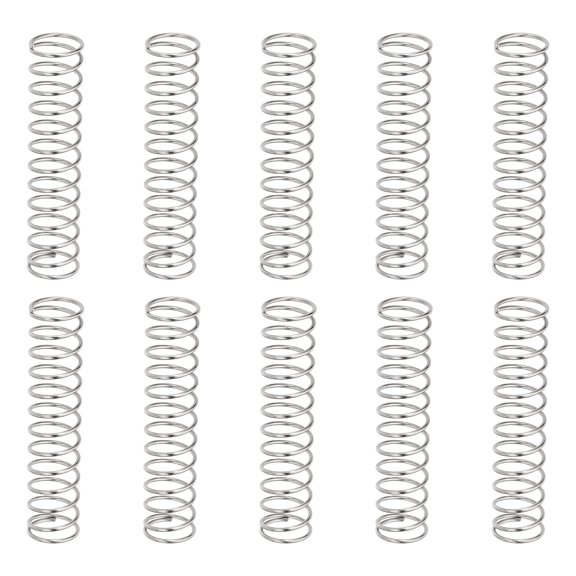 10 Pack Compression Springs, 0.8mm Wire Diameter x 10mm OD x 45mm Length 304 Stainless Steel Extension Spring Ballpoint Pen Pressure Springs for Shop Home Repairs, Silver