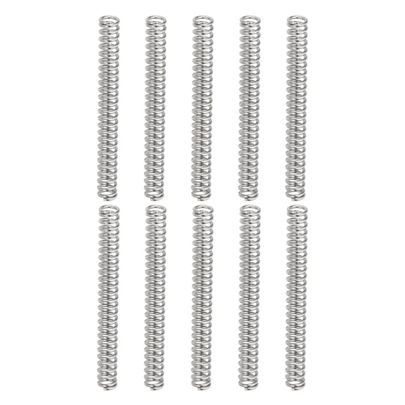 10 Pack Compression Springs, 0.8mm Wire Diameter x 5mm OD x 45mm Length 304 Stainless Steel Extension Spring Ballpoint Pen Pressure Springs for Shop Home Repairs, Silver