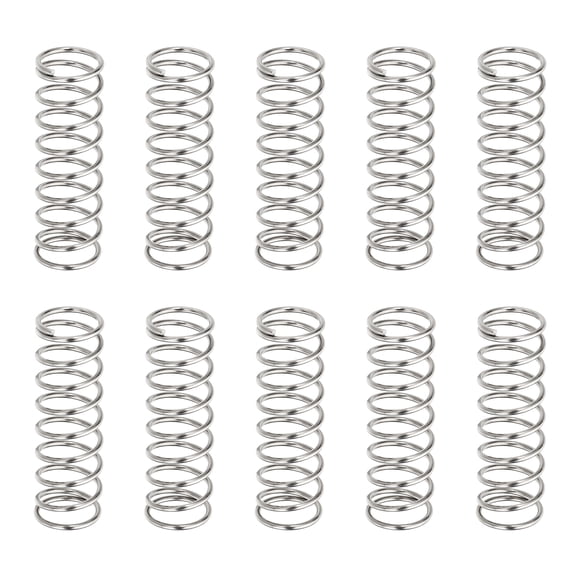 10 Pack Compression Springs, 0.9mm Wire Diameter x 10mm OD x 35mm Length 304 Stainless Steel Extension Spring Ballpoint Pen Pressure Springs for Shop Home Repairs, Silver