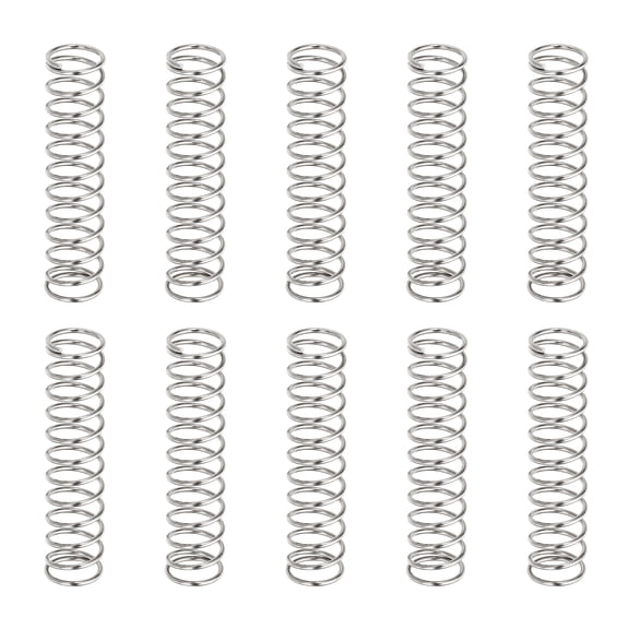 10 Pack Compression Springs, 0.9mm Wire Diameter x 10mm OD x 50mm Length 304 Stainless Steel Extension Spring Ballpoint Pen Pressure Springs for Shop Home Repairs, Silver