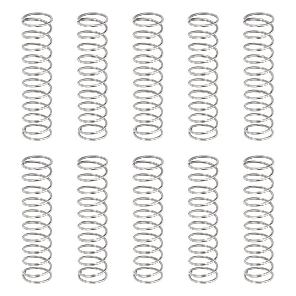 10 Pack Compression Springs, 0.9mm Wire Diameter x 11mm OD x 45mm Length 304 Stainless Steel Extension Spring Ballpoint Pen Pressure Springs for Shop Home Repairs, Silver
