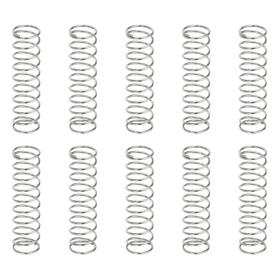10 Pack Compression Springs, 0.9mm Wire Diameter x 12mm OD x 45mm Length 304 Stainless Steel Extension Spring Ballpoint Pen Pressure Springs for Shop Home Repairs, Silver
