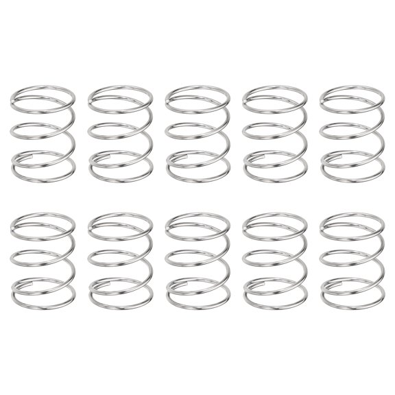 10 Pack Compression Springs, 0.9mm Wire Diameter x 14mm OD x 15mm Length 304 Stainless Steel Extension Spring Ballpoint Pen Pressure Springs for Shop Home Repairs, Silver
