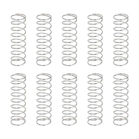 10 Pack Compression Springs, 0.9mm Wire Diameter x 15mm OD x 45mm Length 304 Stainless Steel Extension Spring Ballpoint Pen Pressure Springs for Shop Home Repairs, Silver