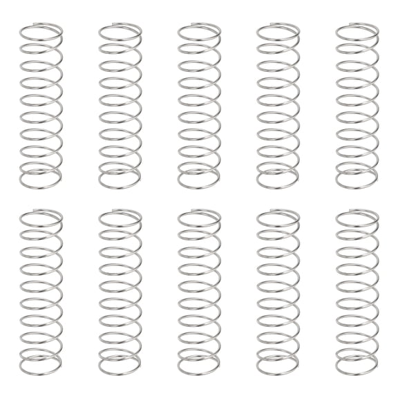 10 Pack Compression Springs, 0.9mm Wire Diameter x 15mm OD x 50mm Length 304 Stainless Steel Extension Spring Ballpoint Pen Pressure Springs for Shop Home Repairs, Silver