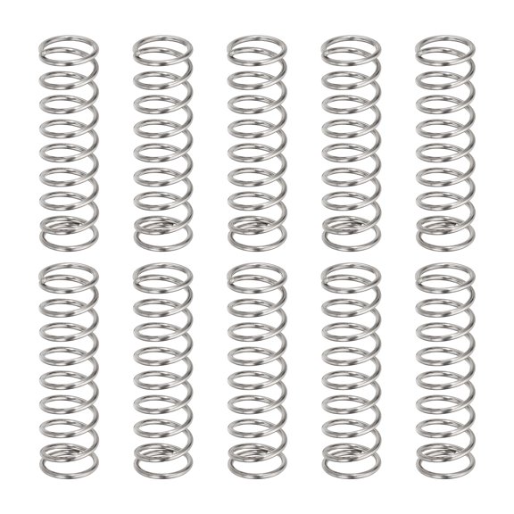 10 Pack Compression Springs, 0.9mm Wire Diameter x 9mm OD x 35mm Length 304 Stainless Steel Extension Spring Ballpoint Pen Pressure Springs for Shop Home Repairs, Silver
