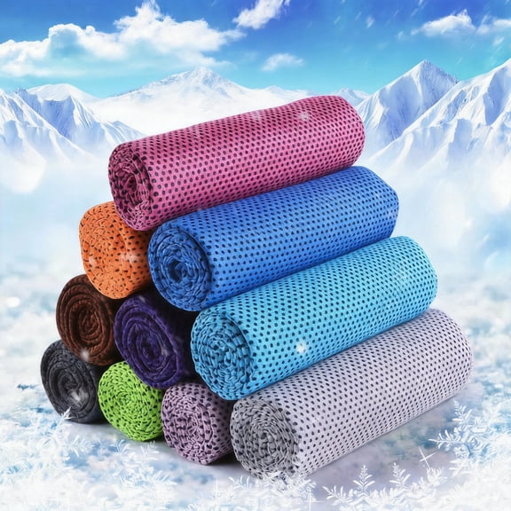 10 Pack Cooling Towels (40"x12"), Microfiber Ice Towel for Neck and Face, Instant Chill Sweat Towels for Gym, Yoga, Golf, Running & Sports, 10 Assorted Colors