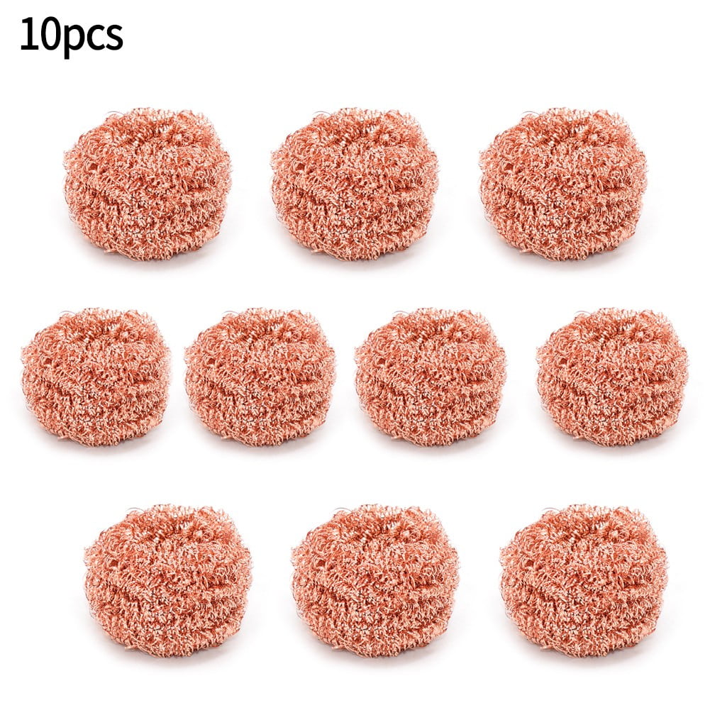 10 Pack Copper Metal Wire Scourers Sponges Dish Scrubber, Steel Wool