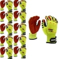 thumbnail image 1 of 10-Pack of Cordova 7749S Commander Impact 13-Gauge Work Gloves, Hi-Vis HPPE/Glass/Steel Shell, Soft TPR Protectors, Red Sandy Nitrile Coating, Hook & Loop, Cut Level A7, Impact Level 1, Small, 1 of 1