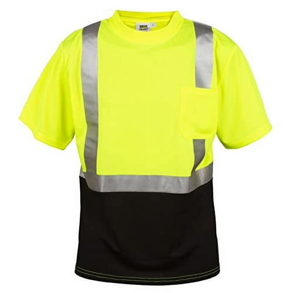 10-Pack of Cordova V451-5XL Cor-Brite Type R, Class II, Lime Birdseye Mesh T-Shirt, Short Sleeves, Chest Pocket, 2-Inch Silver Reflective Tape, 5X-Large