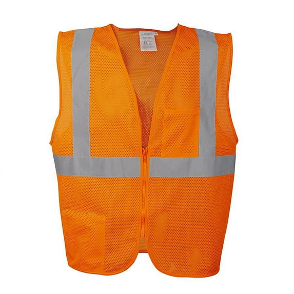 10-Pack of Cordova VZ260P5XL Type R, Class II, Orange Mesh Vest, Zipper Closure, 2-Inch Silver Reflective Tape, Chest Pocket, Lower Inside Pocket, 5X-Large