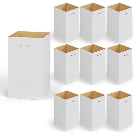 10 Pack Corrugated Cardboard Trash & Recycling Containers, 40-Gallon Capacity – Includes 10 Liners, Heavy-Duty Pop-Up Disposable Bins for Events & Parties