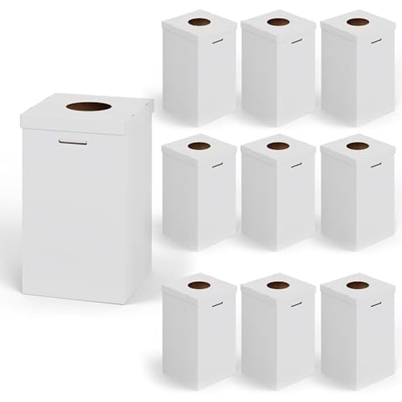 10 Pack Corrugated Cardboard Trash & Recycling Containers with Lids and Liners 40-Gallon Disposable Pop-Up Waste Bins for Events, Parties, and Job Sites$$Storage