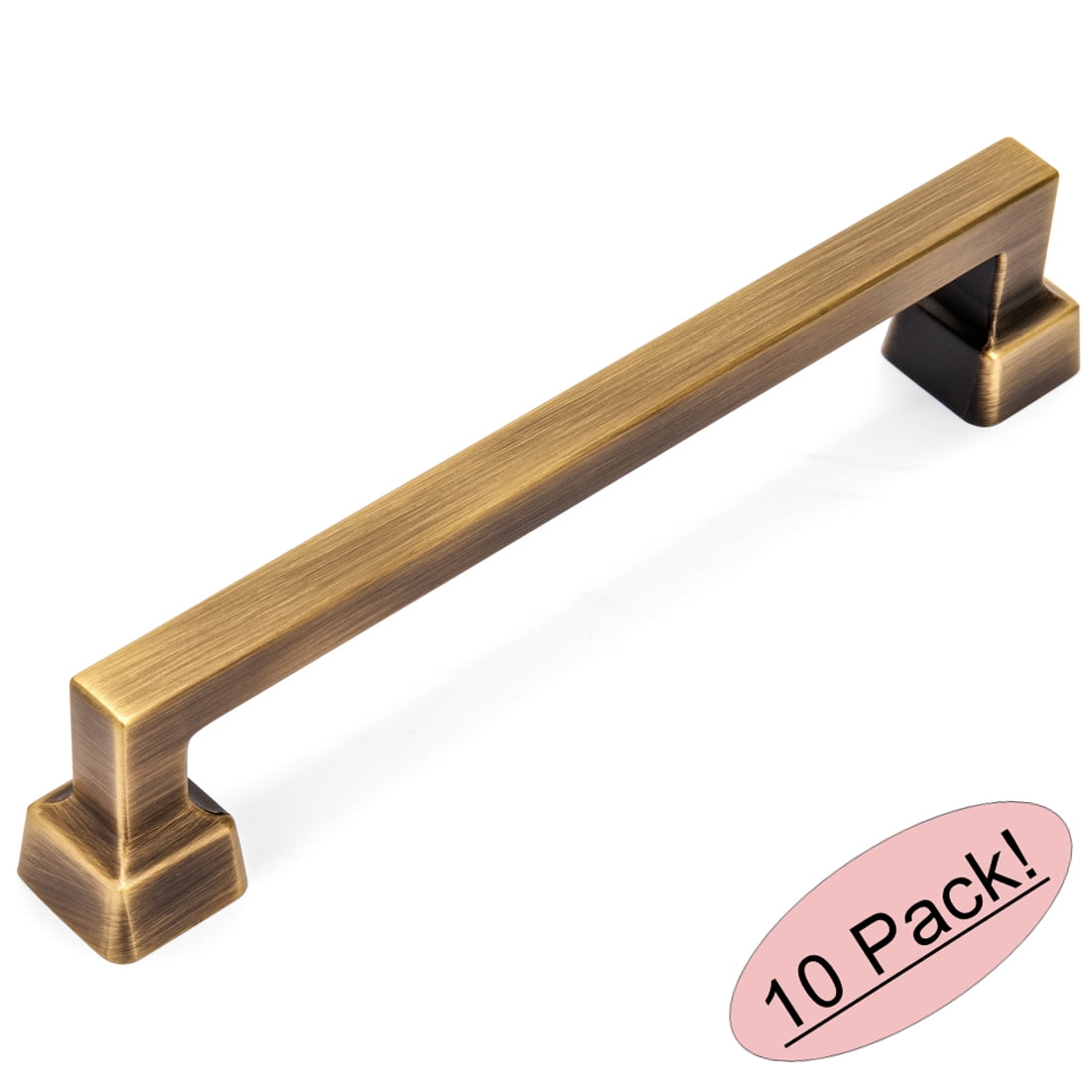 10 Pack - Cosmas 1481-160BAB Brushed Antique Brass Contemporary Cabinet Hardware Handle Pull - 6-5/16" Inch (160mm) Hole Centers