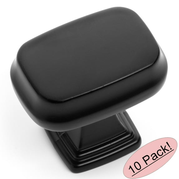 10 Pack - Cosmas 1488FB Flat Black Contemporary Cabinet Hardware Knob - 1-3/16" Length