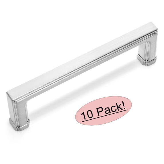 10 Pack - Cosmas 1941-96SN Satin Nickel Modern Cabinet Hardware Handle Pull - 3-3/4" Inch (96mm) Hole Centers