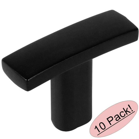 10 Pack - Cosmas 2363FB Flat Black Subtle Arch Cabinet Hardware Handle Knob 1-7/16" Overall Length