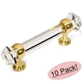 thumbnail image 1 of 10 Pack - Cosmas 6393BB-C Brushed Brass with Clear Glass Cabinet Handle Pull - 3" Hole Centers, 1 of 1