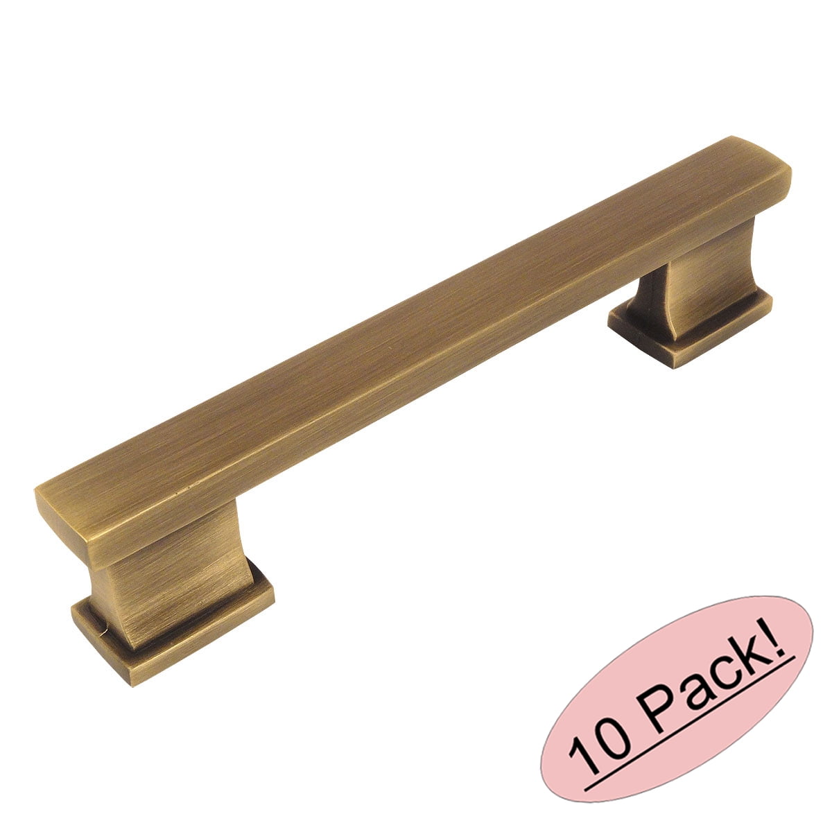 10 Pack - Cosmas 702-96BAB Brushed Antique Brass Contemporary Cabinet Hardware Handle Pull - 3-3/4" Inch (96mm) Hole Centers