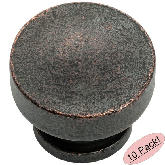 10 Pack - Cosmas 704HB Hammered Bronze Round Contemporary Cabinet Hardware Knob - 1-1/4" Diameter