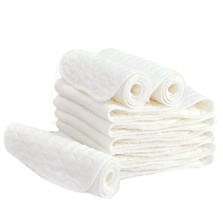 10 Pack Cotton Baby Diapers 3 Layer Washable Reusable Cloth Diapers for