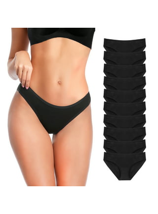 Simiya Women's Cotton Bikini Underwear 10 Pack | Seamless Ladies Panties |  Soft Stretchy Briefs | Black | Sizes S-XXL