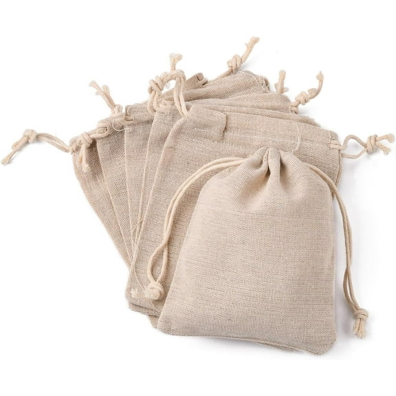 10 Pack Cotton Muslin Pouches - Small Drawstring Bags Lightweight Breathable Reusable Packing Storage Bags for Wedding Party Birthday Mixed Color