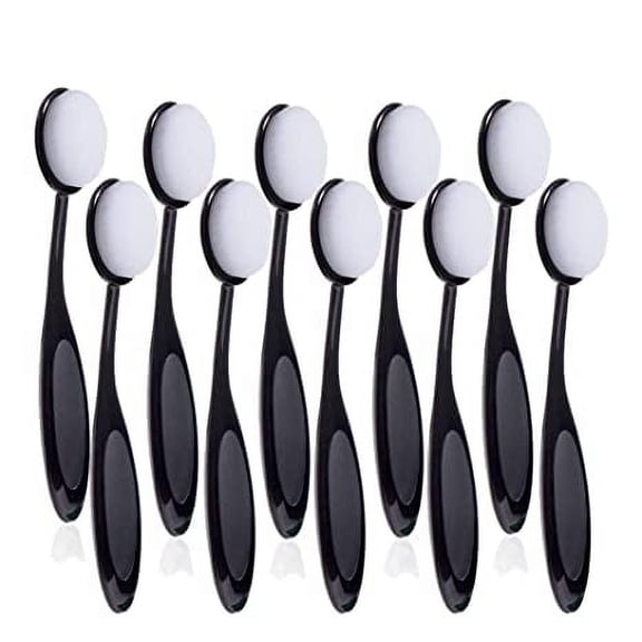 10 Pack Craft Ink Blending Brushes Set Tool Oval Makeup Brushes Blender Brush for Card Making(Size 4, 0.8" Brush Head, Black)