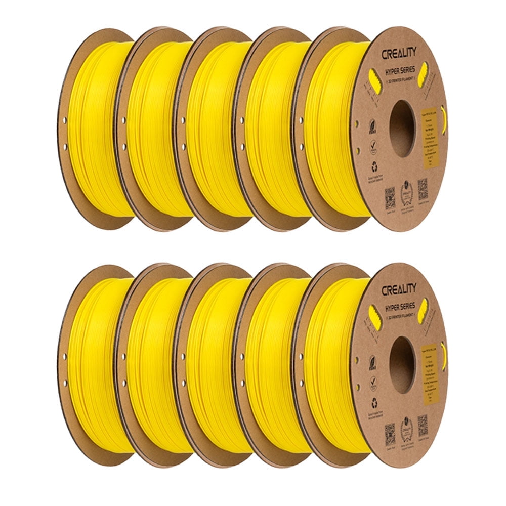 10 Pack Creality Hyper PETG Filament for K1 Max K2 Plus Ender 3 V3 SE/V3 SE 3D Printer High Speed 300mm/s 3D Printer Filament for DIY-Yellow