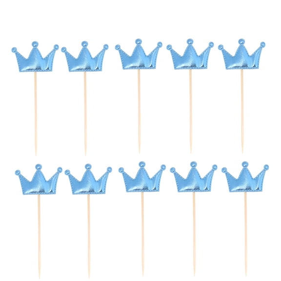 10 Pack Crown Cupcke Toppers Princess Crown Cupcake Picks-Blue