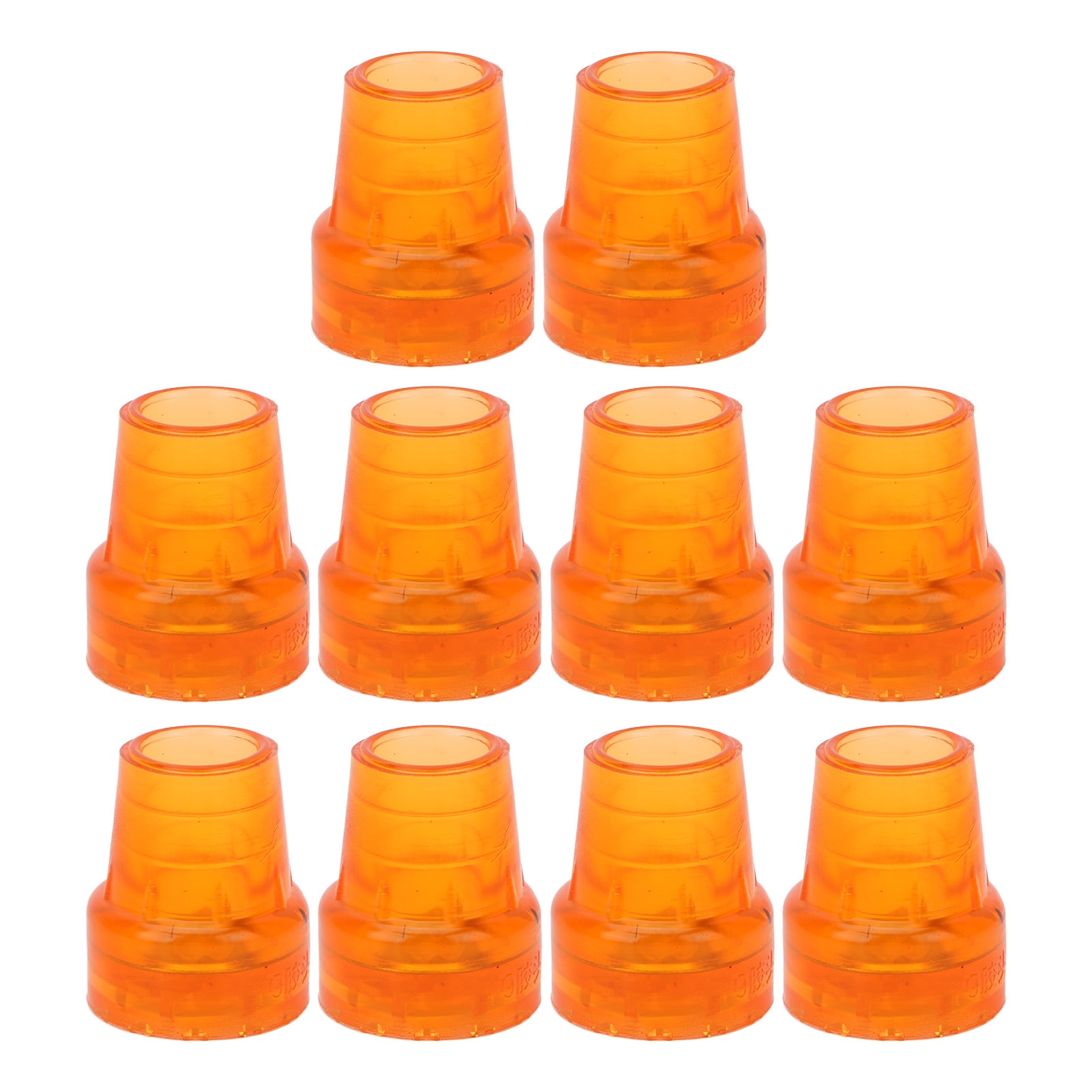 10 Pack Crutch Tips - 19mm Inner Diameter, Non-Slip Rubber, Heavy Duty, Universal Fit for Walking Canes - Orange