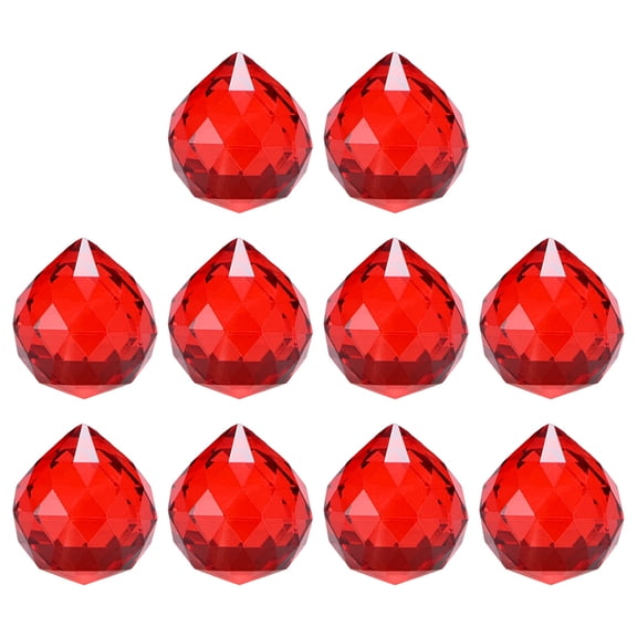 10-Pack Crystal Ball Prisms, 24mm/0.94 Inch Hanging Crystals Chandelier Prisms for Home/Windows/Garden/DIY[Bright Red]