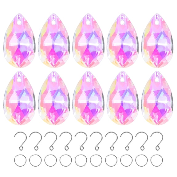 10-Pack Crystal Grid Prisms, 30mm/1.18 Inch Hanging Crystals Chandelier Prisms for Home/Windows/Garden/DIY[AB Color]