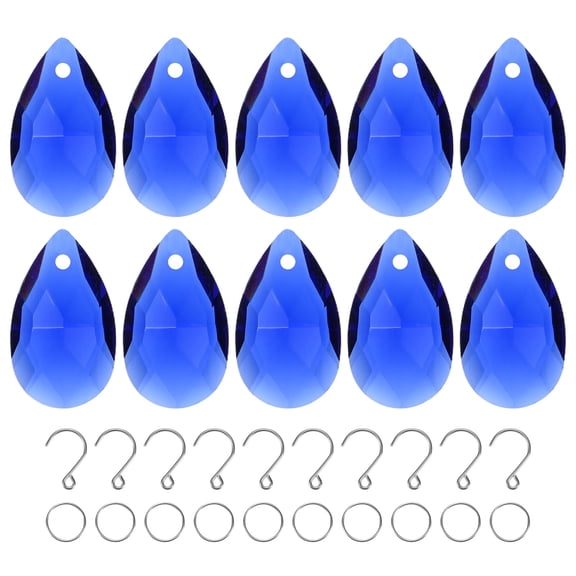 10-Pack Crystal Grid Prisms, 30mm/1.18 Inch Hanging Crystals Chandelier Prisms for Home/Windows/Garden/DIY[Blue]