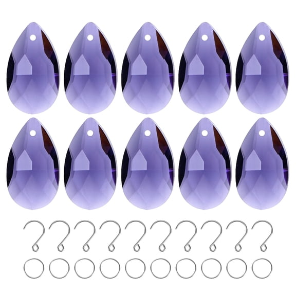 10-Pack Crystal Grid Prisms, 30mm/1.18 Inch Hanging Crystals Chandelier Prisms for Home/Windows/Garden/DIY[Violet]