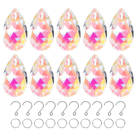 10-Pack Crystal Grid Prisms, 38mm/1.5 Inch Hanging Crystals Chandelier Prisms for Home/Windows/Garden/DIY[AB Color]