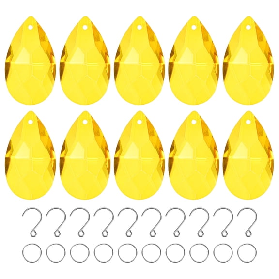 10-Pack Crystal Grid Prisms, 38mm/1.5 Inch Hanging Crystals Chandelier Prisms for Home/Windows/Garden/DIY[Golden Yellow]
