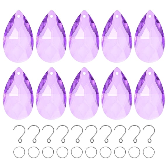 10-Pack Crystal Grid Prisms, 38mm/1.5 Inch Hanging Crystals Chandelier Prisms for Home/Windows/Garden/DIY[Light Purple]