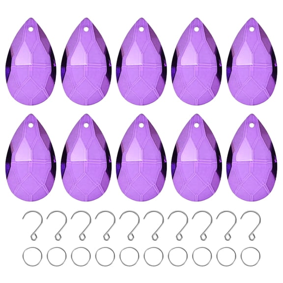 10-Pack Crystal Grid Prisms, 38mm/1.5 Inch Hanging Crystals Chandelier Prisms for Home/Windows/Garden/DIY[Violet]