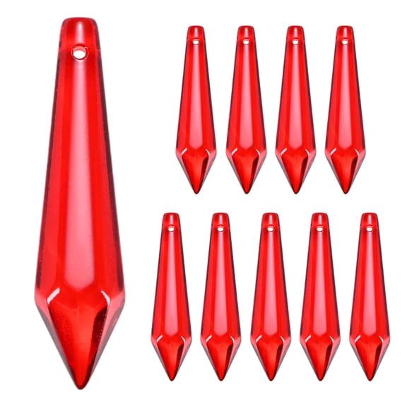 10-Pack Crystal Icicle Prisms, 53mm/2.09 Inch Hanging Crystals Chandelier Prisms for Home/Windows/Garden/DIY[Dark Red]
