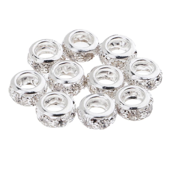 10 Pack Crystal Spacer Beads Jewelry Bead Charm Spacers Alloy Spacer Beads for Jewelry Making DIY Bracelets Necklace and Crafting 10mm