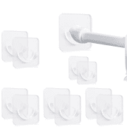 10 Pack Curtain Rod Holders No Drilling, Adhesive Shower Rod Holder for Bathroom, Clear Tension Rod Holder for Windows, Wall