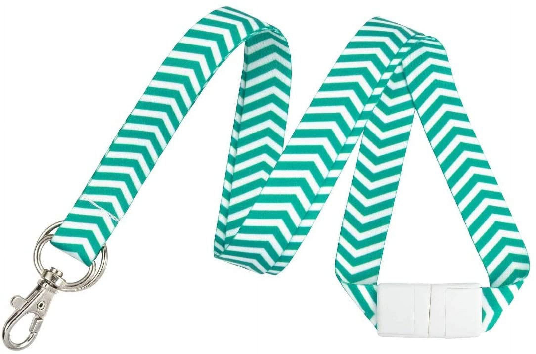 10 Pack - Cute Chevron Lanyard with Lobster Claw Clasp and Key Chain Ring - Keychain Neck Strap for Badge Holder, Keys and I’d Cards by Specialist ID (Green)